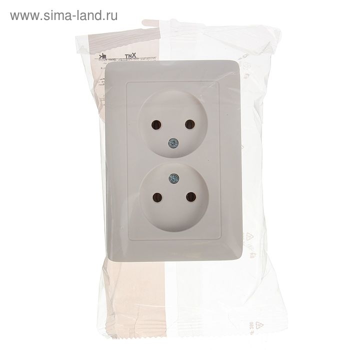 Розетка двойная SE Розетка двойная SE "Хит", 16 А, 250 В, встраиваемая, без з/к, IP21, белая, RS16-235-B