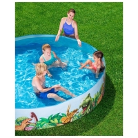 Бассейн Dinosaur Fill'N Fun, жёсткий борт, 244 х 46 см, 55001 Bestway Бассейн Dinosaur Fill'N Fun, жёсткий борт, 244 х 46 см, 55001 Bestway