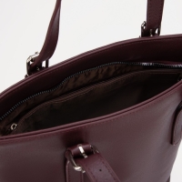 Сумка-тоут на молнии, наружный карман, длинный ремень, цвет бордовый