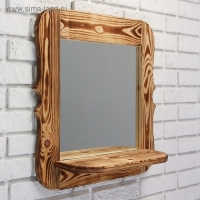 Зеркало резное с полкой, обожжённое, 53&times;53&times;1,6 см