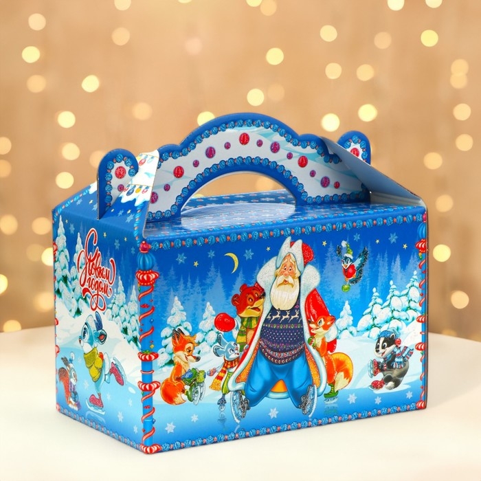 Новый год. Подарочная коробка Новый год. Подарочная коробка "Зимние забавы" новогодняя Чемоданчик средний 20 x 12 x 19 см.