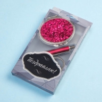 Набор подарочный 3в1 (ручка, зеркало, брелок), микс