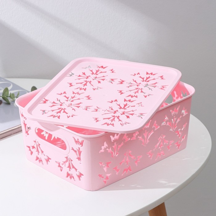 Контейнер для хранения с крышкой &laquo;Колокольчики&raquo;, пластик, 25,5&times;20&times;11 см, цвет МИКС