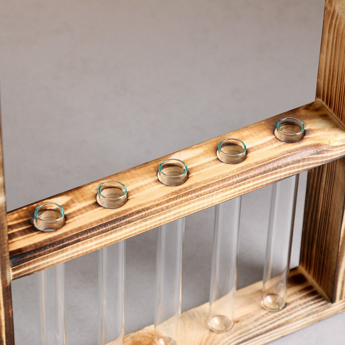 Кашпо деревянное 28&times;4.5&times;40 см с 5 колбами "Рамка Экстра", обжиг Дарим Красиво