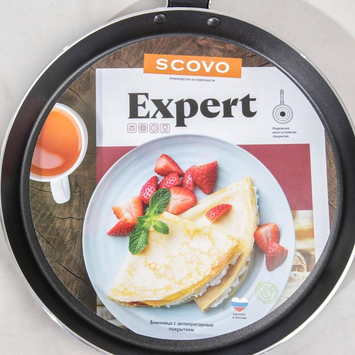 Сковорода блинная &laquo;Эксперт&raquo;, d=22 см, пластиковая ручка, антипригарное покрытие, цвет бордовый