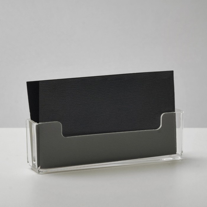 Подставка под визитки, 9,8&times;1,8&times;3 см, оргстекло 2 мм, В ЗАЩИТНОЙ ПЛЁНКЕ