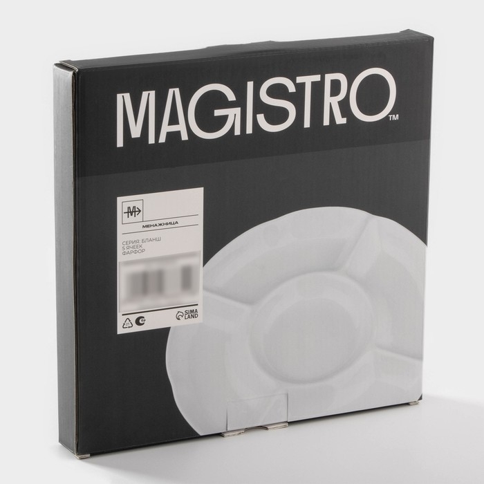 Менажница фарфоровая 5 ячеек Magistro &laquo;Бланш&raquo;, 24,7&times;24,5&times;2,7 см, цвет белый