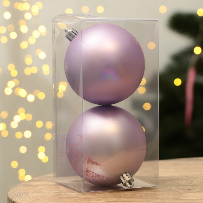 Шары ёлочные новогодние «Успеха в Новом году!», на Новый год, пластик, d=8, 2 шт., цвет розовая гамма Шары ёлочные новогодние «Успеха в Новом году!», на Новый год, пластик, d=8, 2 шт., цвет розовая гамма