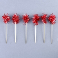 Шпажка для канапе &laquo;Пушистик&raquo;, в наборе 6 штук, цвет красный
