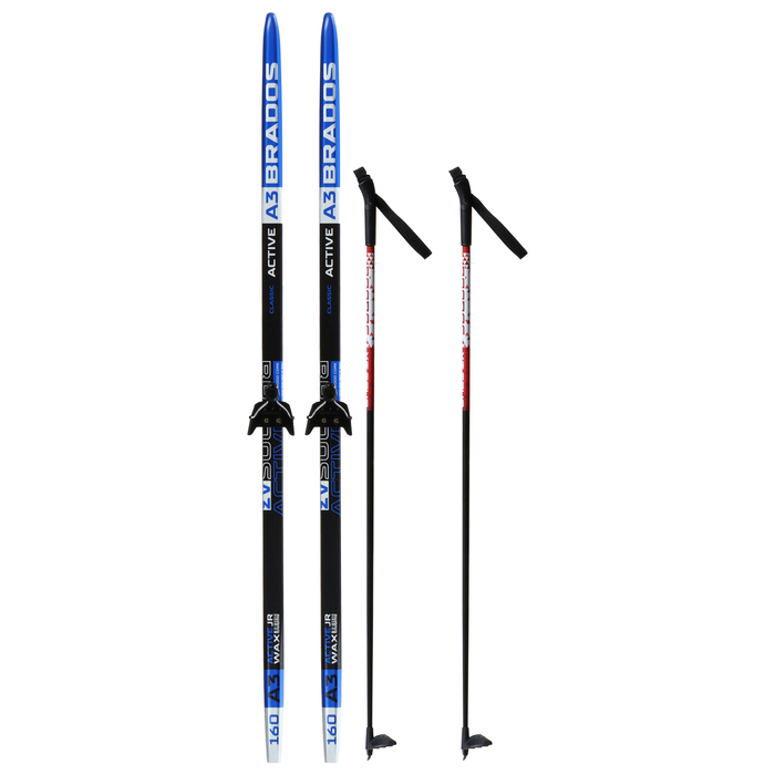 Комплект лыжный: пластиковые лыжи 160 см без насечек, стеклопластиковые палки 120 см, крепления NN75 мм, цвета МИКС Комплект лыжный: пластиковые лыжи 160 см без насечек, стеклопластиковые палки 120 см, крепления NN75 мм, цвета МИКС