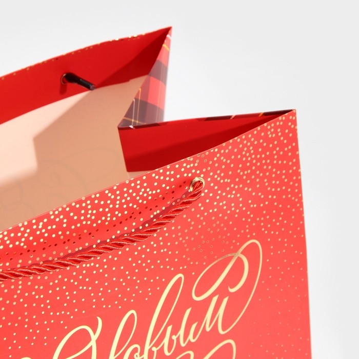 Пакет подарочный новогодний ламинированный &laquo;Клетка&raquo;, 25 х 23 х 18 см, Новый год