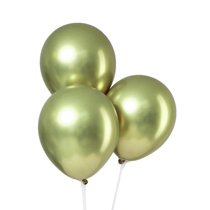Шар латексный 12" &laquo;Хром&raquo;, металл, набор 5 шт., цвет салатовый