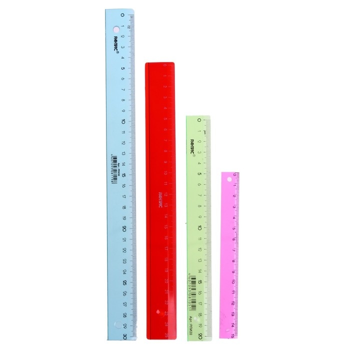 Набор 4 линейки Calligrata Набор 4 линейки Calligrata "Neon", 15, 20, 25 и 30 см, прозрачная, европодвес, микс