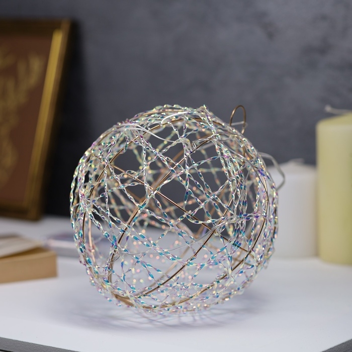 Подвеска световая "Шар плетеный", 15 см, 15 LED, батарейки ААx2 (не в комплекте), свечение тёплое белое