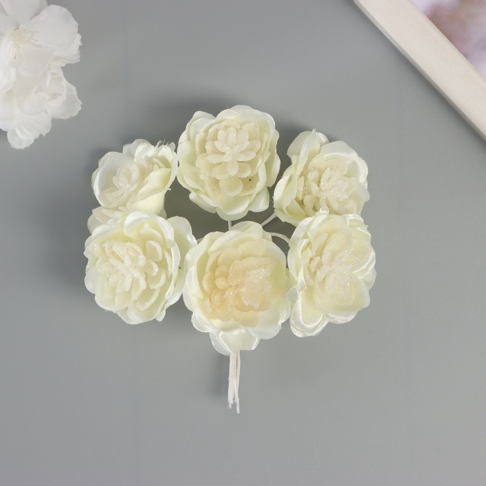 Декор для творчества Декор для творчества "Камелия" молочный (1 набор=1 букет) в букете 6 шт 4х11 см