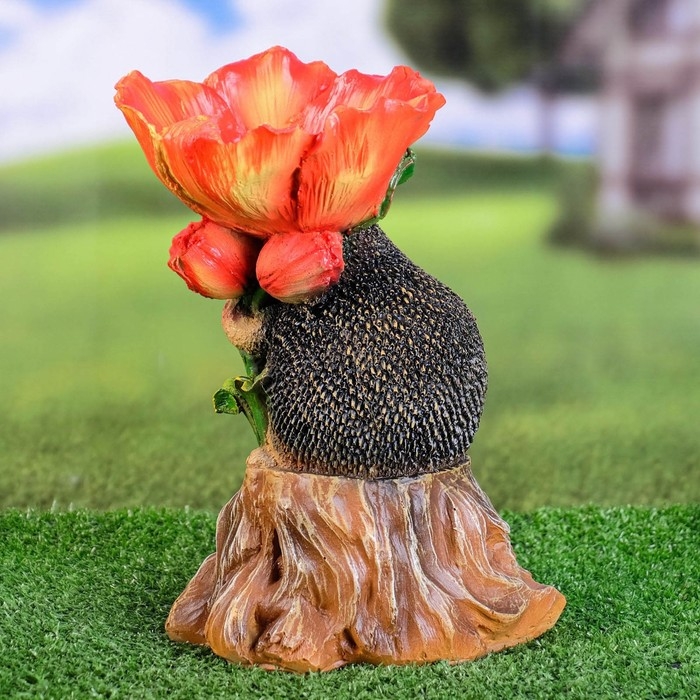 Садовая фигура - поилка Садовая фигура - поилка "Ежик на пне" 26см