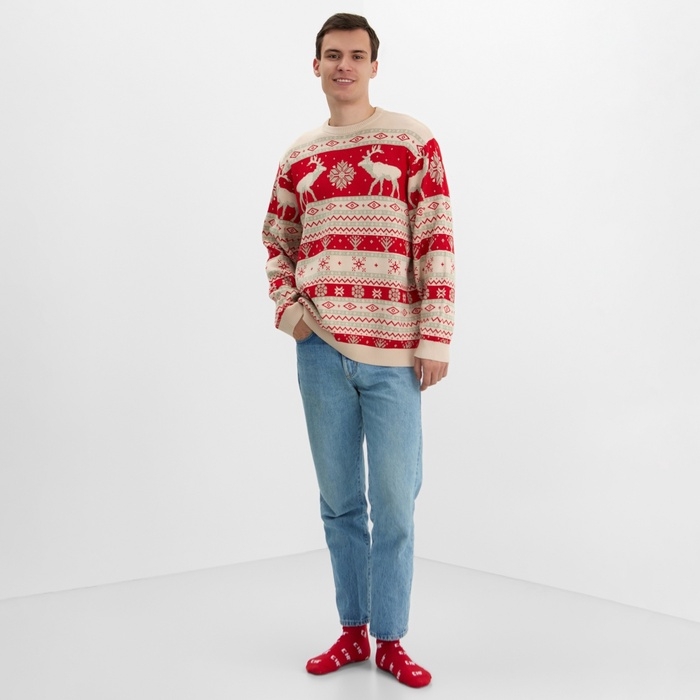 Новый год. Джемпер вязаный KAFTAN Scandinavia размер 52, красный