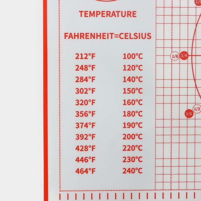 Армированный коврик для выпечки с разметкой, силикон, 50&times;40 см, цвет красный