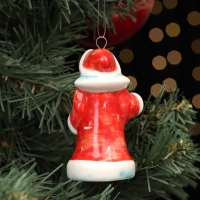 Ёлочная фарфоровая игрушка "Дед Мороз", красная шуба, 8,5 см