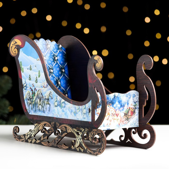 Шкатулка-Фруктовница Шкатулка-Фруктовница " Сани", микс, 28х11,5х20 см