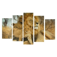 Картина модульная на подрамнике "Львиное семейство" 2-25х52, 2-25х66,5,1-25х80, 80*140 см Картина модульная на подрамнике "Львиное семейство" 2-25х52, 2-25х66,5,1-25х80, 80*140 см