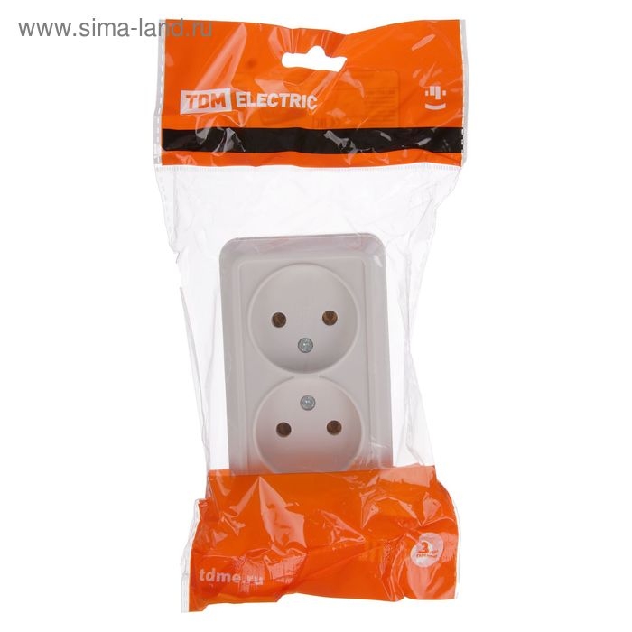 Розетка TDM Розетка TDM "Ладога", 10 А, IP20, двухместная, без з/к, открытая, белая