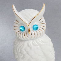 Сувенир керамика "Белый филин на книгах" с золотом 29х14,5х14 см
