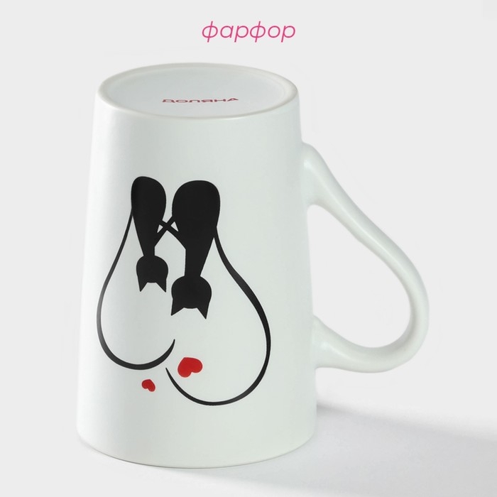 Кружка фарфоровая Доляна «Влюблённые коты», 380 мл, цвет белый Кружка фарфоровая Доляна «Влюблённые коты», 380 мл, цвет белый