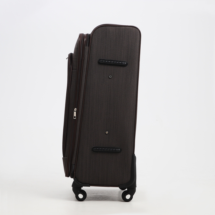 Чемодан большой 95 л (L), отдел на молнии, с расширением, кодовый замок, 4 колеса, наружный карман, цвет коричневый