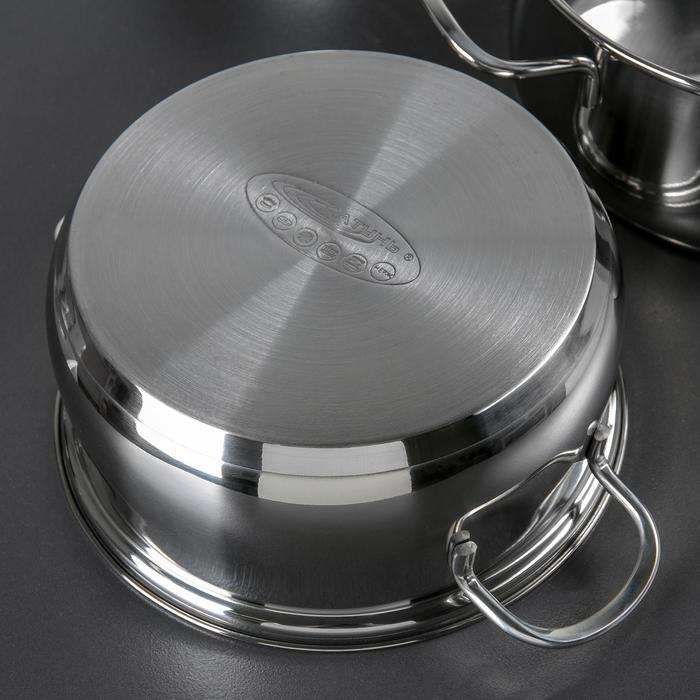 Набор кастрюль &laquo;Лира&raquo;, 3 предмета: 3,2 л, 4,2 л, 5,2 л, стеклянные крышки, капсульное дно, индукция