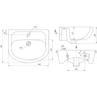 Комплект мебели: Тумба "Вега 45" + раковина "Уют-450", 47 х 37,5 х 85 см