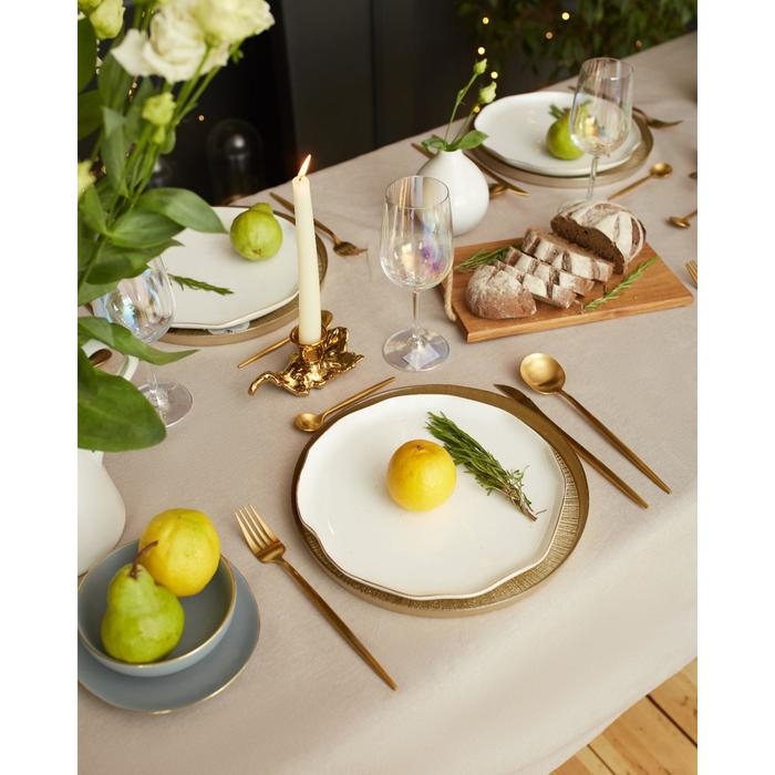 Скатерть "Этель" 110х165 см &plusmn; 5см, цвет кофейный с золотой нитью, 100% хлопок, 163 г/м2