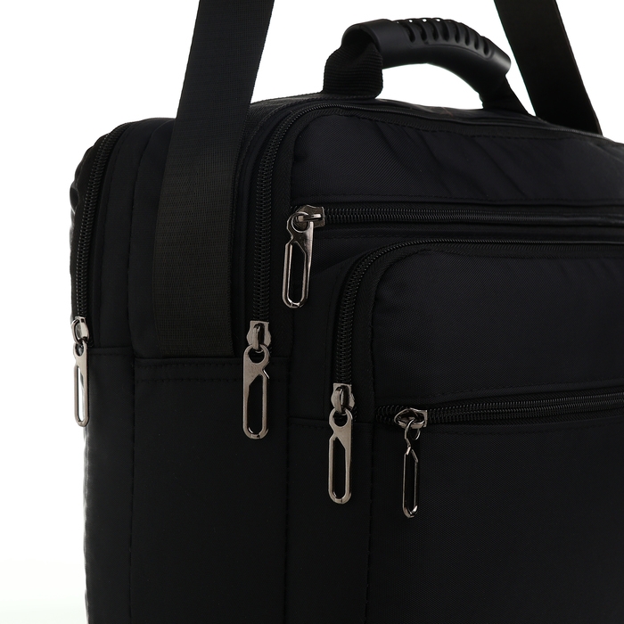 Сумка деловая на молнии, 3 наружных кармана, цвет чёрный Сумка деловая на молнии, 3 наружных кармана, цвет чёрный