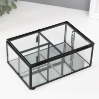 Шкатулка стекло с металлическим каркасом "Лёгкость с кисточкой" прозрачная 13х18х6,8 см Шкатулка стекло с металлическим каркасом "Лёгкость с кисточкой" прозрачная 13х18х6,8 см