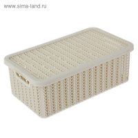 Корзина для хранения с крышкой &laquo;Вязание&raquo;, 3 л, 26,5&times;15&times;10 см, цвет белый