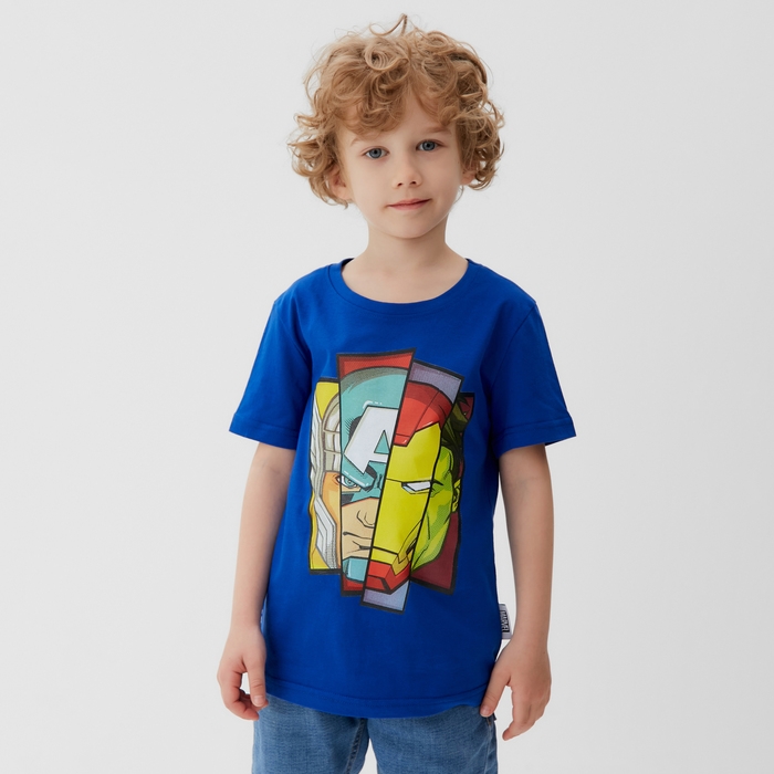 Футболка детская Мстители, рост 110-116 см, цвет синий Футболка детская Мстители, рост 110-116 см, цвет синий