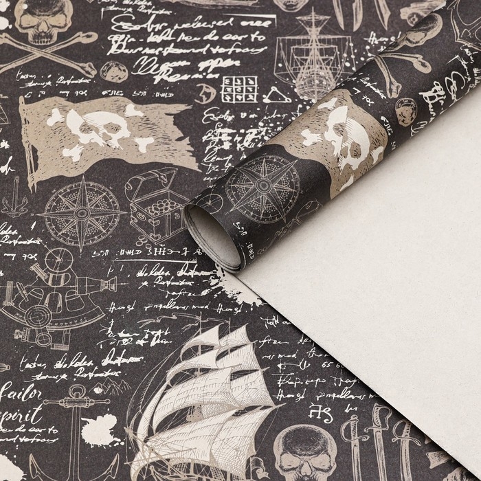 Бумага упаковочная, крафт Бумага упаковочная, крафт "Морской бой", 70 х 100 см, 1 лист