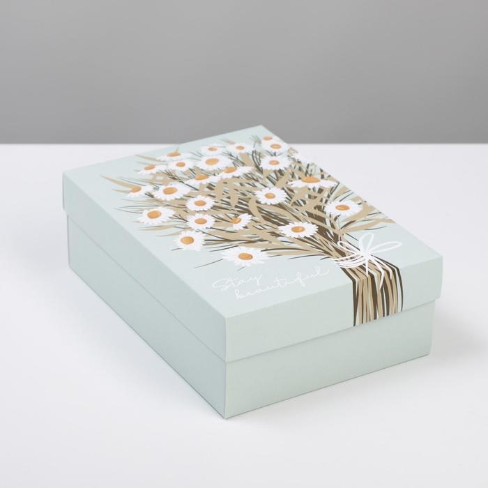 Коробка подарочная складная, упаковка, &laquo;Ромашки&raquo;, 21 х 15 х 7 см