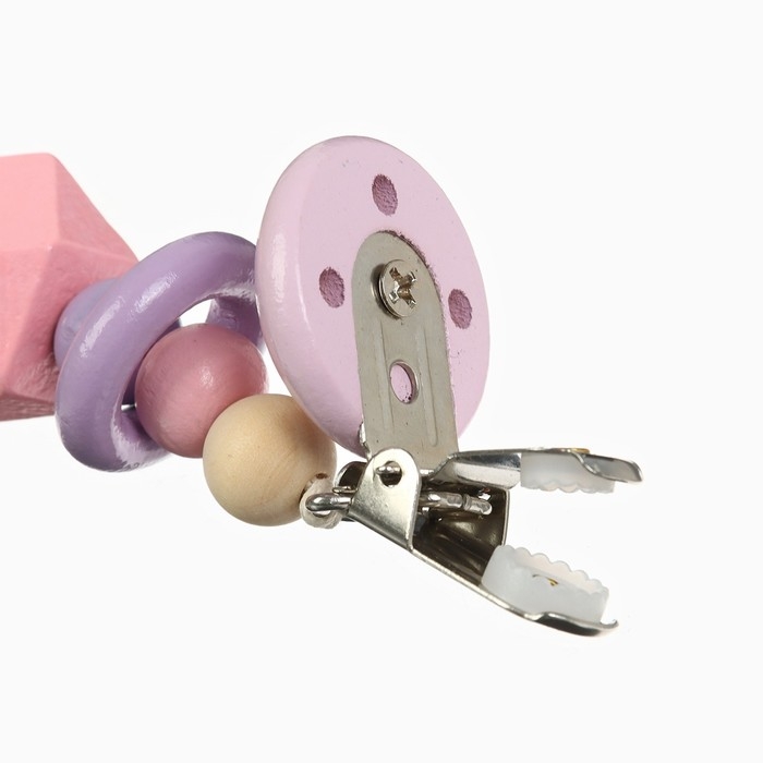 Держатель для соски - пустышки &laquo;Колечко&raquo;, деревянный, цвет розовый