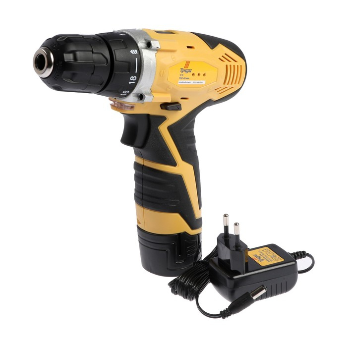 Шуруповерт ТУНДРА, патрон БЗ до 10 мм, подсветка, Li-ion 1300 mAh 12V, 550 об/мин, 18 Н*м Шуруповерт ТУНДРА, патрон БЗ до 10 мм, подсветка, Li-ion 1300 mAh 12V, 550 об/мин, 18 Н*м