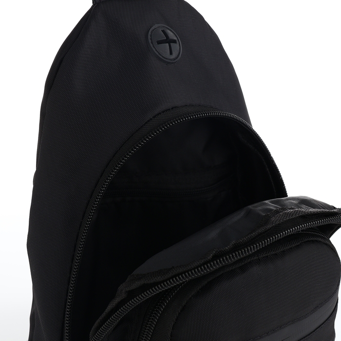 Сумка-слинг из текстиля, 3 наружных кармана, цвет серый