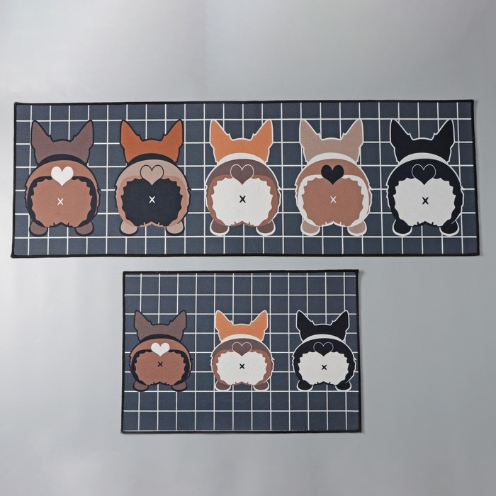 Коврики для дома Доляна &laquo;Корги&raquo;, 2 шт: 40&times;60, 45&times;120 см