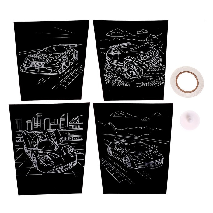 Набор для творчества &laquo;Создай ночник с гравюрой. Машинки&raquo;, 3Д конструктор, голографическая гравюра, 3+