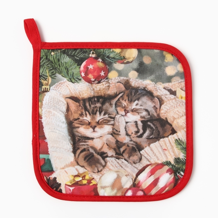 Новый год. Прихватка Этель Новый год. Прихватка Этель "Счастливы вместе" саржа, 19х19см,100% хл,ватин 250г/м2