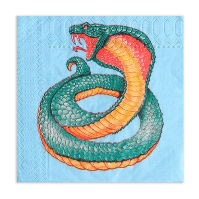 Новогодние салфетки бумажные New Line Design &laquo;Змея на синем&raquo; 3 слоя, 33х33 см, 20 шт