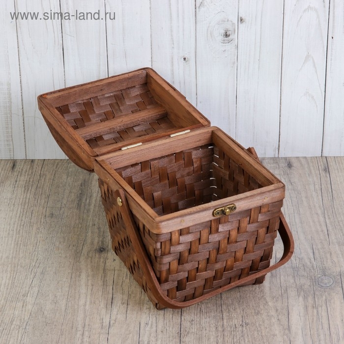 Сундук &laquo;Плетёнка&raquo;, с замком, 16&times;16&times;25 см, шпон