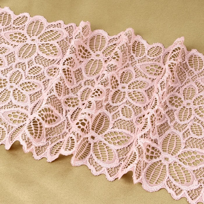 Кружевная эластичная ткань, 180 мм × 2,7 ± 0,5 м, цвет пудровый Кружевная эластичная ткань, 180 мм × 2,7 ± 0,5 м, цвет пудровый