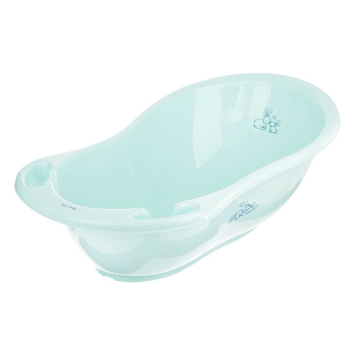 Ванна детская &laquo;Кролики&raquo; со сливом, 86 см, цвет бирюзовый