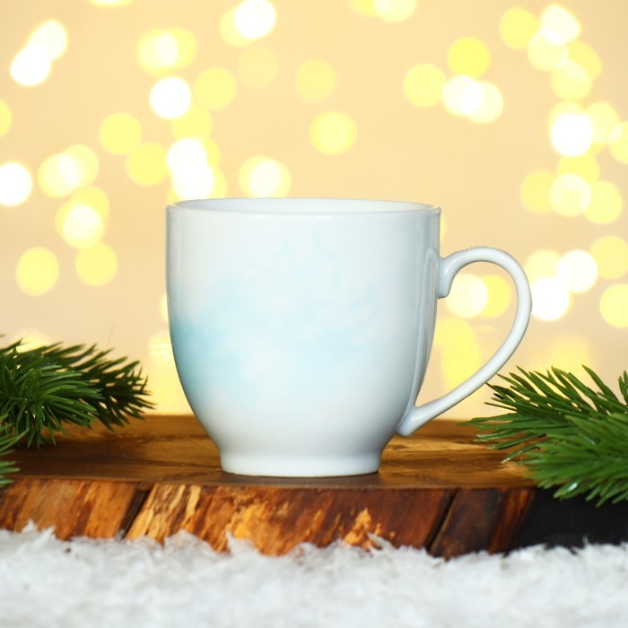 Новый год. Набор из керамики Happy New year, кружка 180 мл, 2 шт, ложка 2 шт, цвет белый