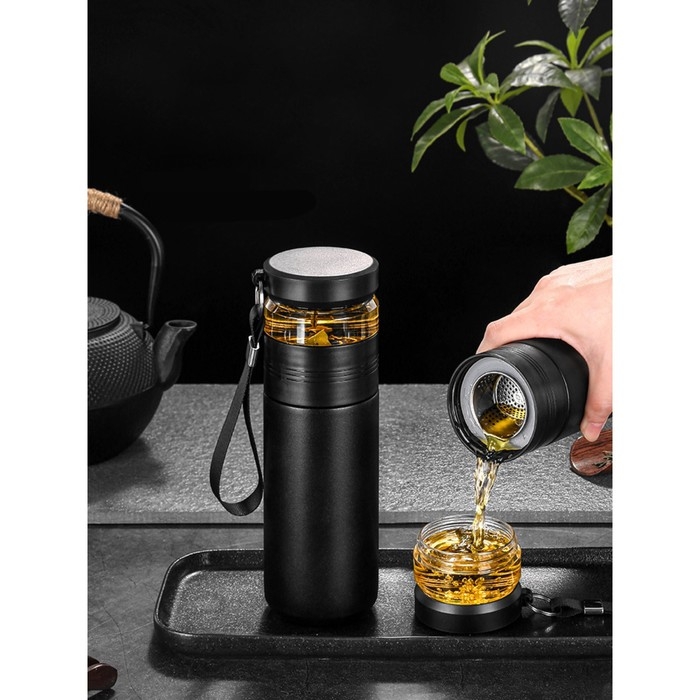 Термос для чая и кофе, 500 мл, с колбой, сохраняет тепло до 8 ч, черный